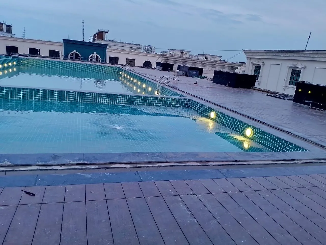 Indoor swimming pool built by Himsuta Pools with mountain views, Himachal Pradesh
