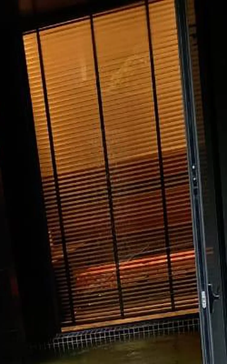 Cedar-clad sauna room opening onto a Himsuta Pools indoor pool